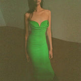 Dress 2021 Women Sexy Strpless Bodycon Dress Green Summer Sleeveless Mid Evening Club Party Dress Birthday
