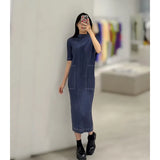 Folds Folds Fluorosclums Folded High-Necked Long Sleeves At The Bottom Of The Autumn New Fashion Wilight