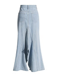 Zingj Denim Skirt Female Spring 2024 New Fashion Design Sense High Waist Two Wear Slit A-Word