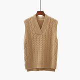 pullover sweater vest women 2021 autumn new loose net red V-neck waistcoat wool knitted vest