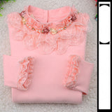 Spring Autumn Cotton Children Base T Shirts Baby Girls Clothes Long Sleeve Floral Casual T Shirt Tops Kids Lace T