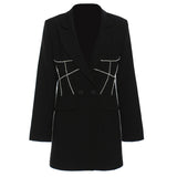 Fashion Women's Blazer New Notched Long Sleeves Solid Spliced High Waist Slim Suit Jackets Female Tide Summer 2023