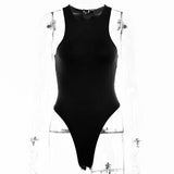 Sexy Backless Hollow Out Bodycon Bodysuit For Women O-Neck Sleeveless Bodys Top Summer Solid Basic Bodysuits