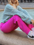 Pink Casual Relaxed Boyfriend Jeans- Outfit
