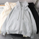 new hot sale angel print zipper hoodies women's autumn loose loose wild European and American hip-hop lovers sweatshirt