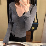 Slim And Slim Knitted Cardigan With Trumpet Sleeves Is A New Spicy Girl's Back Hollowed-Out Blouse In Autumn And