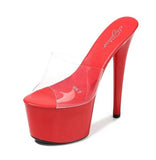 2021 Summer Platform Sandals Women Sexy PVC Transparent Slim Ultra High Heels 17CM Shoes Women Sandale Female Pole Dancing