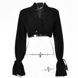 Double Layer Jackets for Women Autumn 2021 Coat Long Sleeve Vintage Casual High Street Cropped Blazer Women