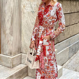 Spot Spring 2025 New Women's Fashion Print Bohemian Long Shirt