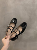 Red Mary Jane Shoes For Women's Shoes 2025 New Summer French Evening Black Spring And Autumn Single Shoes 211-1-Outfit