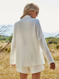 Spring Two Piece Set Tracksuit Casual Outfit Suits Women White Shirt Blouse Tops Cotton Linen Shorts Pants 2 Piece
