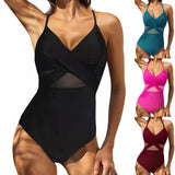 2025 New Swimsuit Cross-Style Sexy Bare Back Mesh Splicing Body Bikini