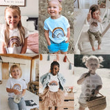 Kids T-Shirt Summer Short Sleeve Tops Tees Desert Colors Rainbow Baby Girls T Shirt Unisex Cotton Shirt Toddler