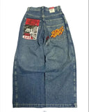 Zingj Hiphop New Spring Hip-Hop Style Straight Jeans With Loose Broad Legs 211-0-Outfit