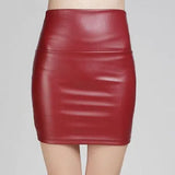 Skirts Women Pencil Skirt Pu Leather High Waist Party Female Sexy Short Woman Bodycon Saias Feminina 20 Candy Colors