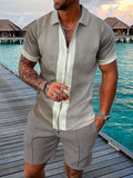 Zipper Lapel Shirts And Pockets Shorts Suits Mens Summer Outfits Fashion Streetwear Vintage Printed Two Piece Sets