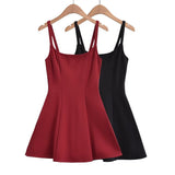Zingj Fashion Women's Fashion French Temperament Suspender Dress Pure Spice Girl Style Side Neckline Waist Thin Short