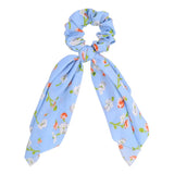 Bow Long Ribbon Hair Scrunchie Chiffon Floral Print Sweet Elastic Hair Band Ponytail Hair Scarf Hair Tie Hair