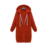 2020 Autumn Winter Long Sleeve Women's Hooded Zipper Cardigan Sweater Casual Straight Solid Pocket Ladies Long