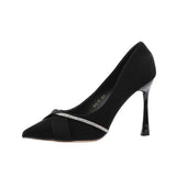 Women's 2025 New Soft Leather Light Tip Temperament Single-Shoe Fine Heel Career Standing Not Tired Foot Work