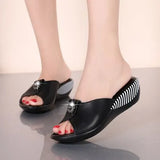 2021 Summer Platform Flip Flops Fashion Beach Shoes Woman Anti-slip Genuine Leather Sandals Women Slippers