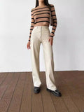 Zingj Women's Fall / Winter 2024 High-Waisted Leather Patchwork Trousers For Women's Casual Pants Leather