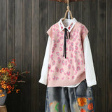 and autumn new style sleeveless round neck knitted vest women's pullover sweater temperament casual women's