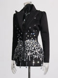 2025 Spring New Temperament Of The Wind Heavy Industry Water Diamond Inlaid Decoration Design Feel Waist Thin Coat