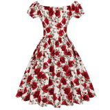 60s Rockabilly Women Swing Dress Summer Off Shoulder Sexy Midi Female Beach Vestidos Elegant Ladies Vintage Party