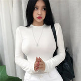 Summer Top Sexy T Shirt Women 2021 Elasticity Korean Style Woman Clothes Slim Tshirt Female Casual Long Sleeve