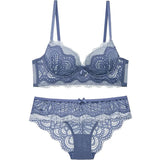 New Lace Lingerie Women Sexy Bra Set Push up Bras Underwear Set 3/4 Cup Lingerie Set Embroidery Flowers Bras and