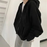 Solid Color Zip Up Oversized HoodieOutfit