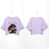 Band Graphic Tee Shirt Women 2021 Summer Short Sleeve Purple Boyfriend T-shirts Femme Retro Streetwear Sexy Crop