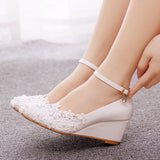 Cm Low Heel Pedicle Thin High Heel Women's Shoes Round Head Heel Single Shoes Bridal Shoes Pregnant Woman Wedding White