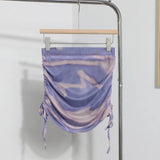 Solid Shot Tie-Dye Printing Net Yarn Rope With Folded Bag Hips Babes Short Skirt Anti-Light Repair Body Skirt