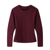 Double-Sided Cloth Body Round-Neck Long-Sleeved Head-Dressed Tight High-Waisted Straight Trousers Casual Suit