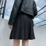Cabel Knitted Design Pleated Mini Skirt- Outfit