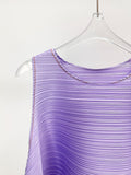 Folded Women's Summer Solid Color Top Sleeker-Less Collar Fashion Loose Daily Simple Wear Commuting