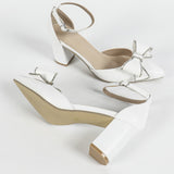 Tsold Women's New Pointed Single Shoes Buckle With Hollow White High