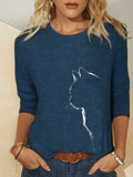 Knitted Leisure Long-sleeved Animal Print Round Neck Casual