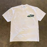 New Summer Retro Printing Short-Sleeved Women's 100 Cotton Loose Graffiti Printing Design Niche