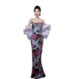 Chinese Fishtail Evening Dress 2025 New Light Luxury Niche Morning Robe Toasting Bridal Purple Banquet Dress Dress