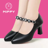 Yuan For A Pair Of Clearance High-Heeled Shoes Breathable Soft Leather Ladies Shoes Fashion Single Shoes Soft Soles Mother