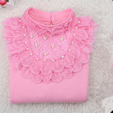 Spring Autumn Cotton Children Base T Shirts Baby Girls Clothes Long Sleeve Floral Casual T Shirt Tops Kids Lace T
