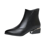 Zingj New 2024 Thick Heel Ankle Boots Women's Pointed Head Stitching Side Zipper Middle Heel Martin Boots Fashion Single Boot Cloth-Outfit