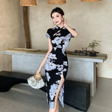 Style Sexy Banquet Dress New Want To Improve The Cheongsam Retro Print Feel National Style