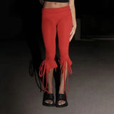 Knee Length Capri Low Waist Drawstring Pants-Outfit