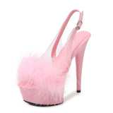 Zingj MAO Hair Hate Day High Nightclub Heel Stiletto 15CM Car Model Sandals Female Runway Steel