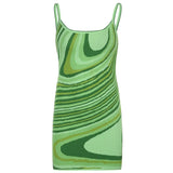 Casual Strap Bodycon Knitted Mini Dress Women Green Summer Sleeveless Short Dresses Fashion Ladies