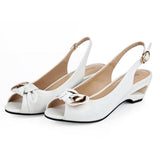 2021 Summer New Style Sandals Female Summer With Wedges Open Toe Shoes White Shoes Comfortable Women's